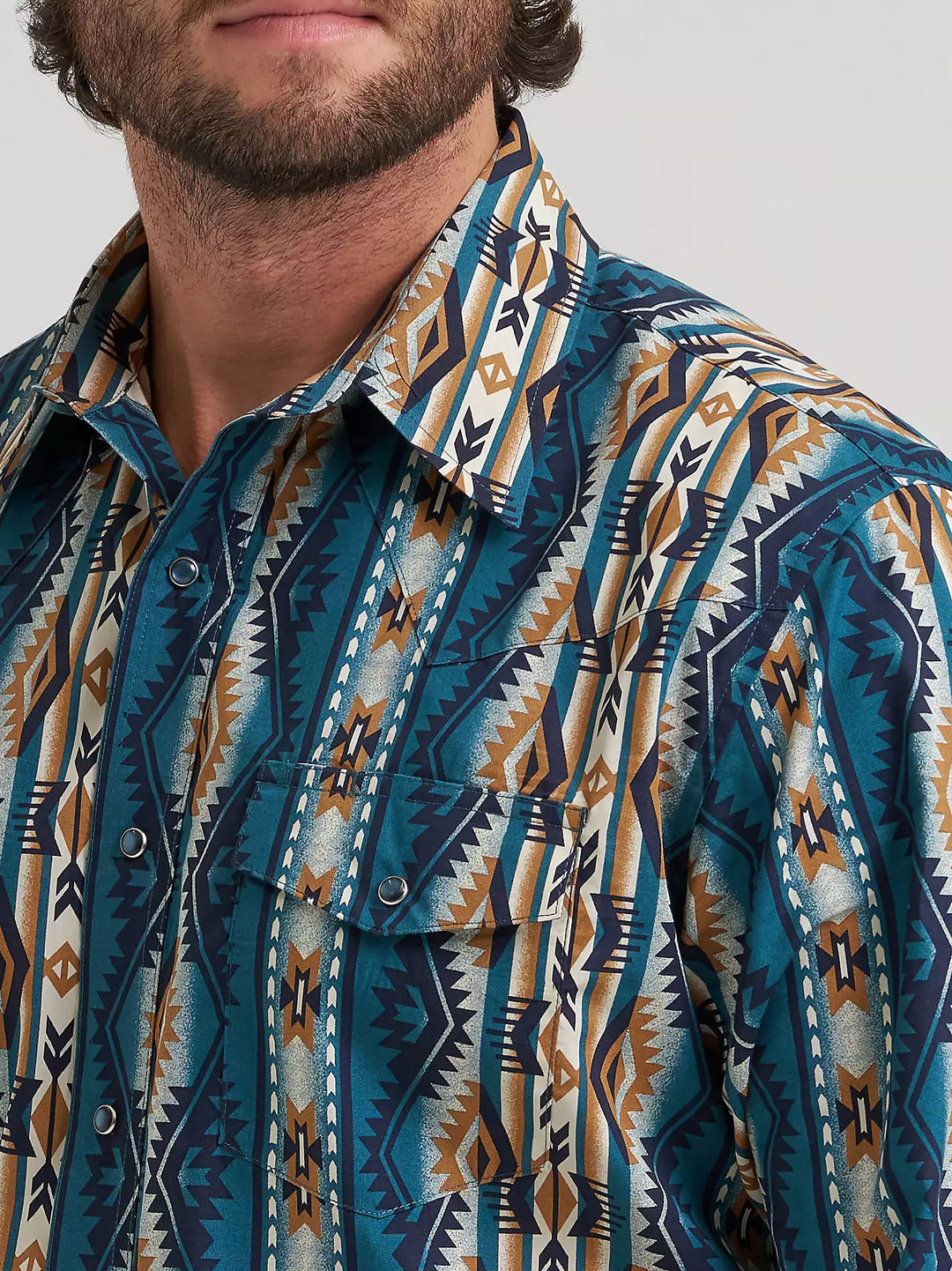 Men's Wrangler Checotah® Long Sleeve Western Snap Printed Shirt - 112384297