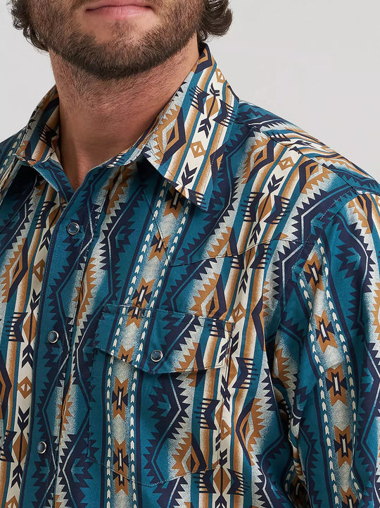 Men's Wrangler Checotah® Long Sleeve Western Snap Printed Shirt - 112384297