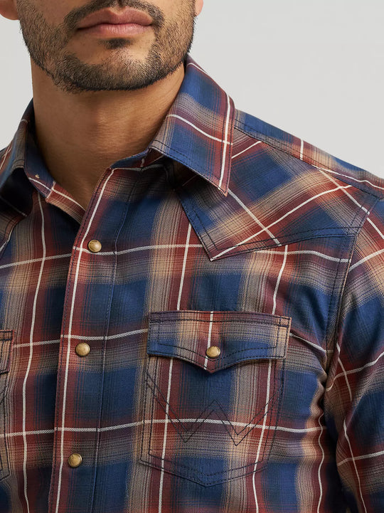 Men's Wrangler Retro® Premium Long Sleeve Western Snap Plaid Shirt - 112384764