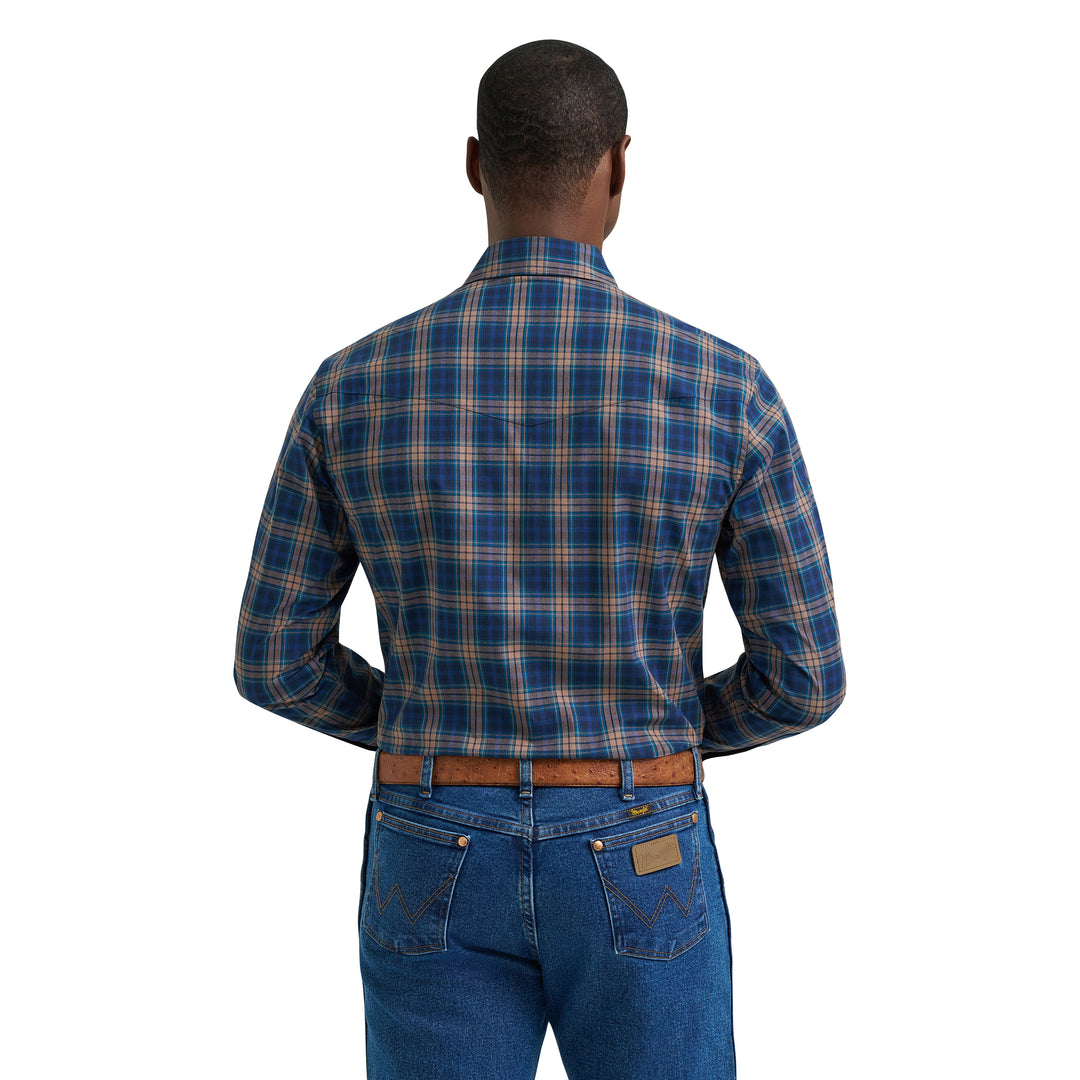 Men's Wrinkle Resist Long Sleeve Western Snap Plaid Shirt - 112385340
