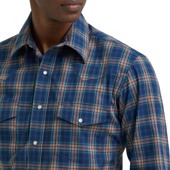 Men's Wrinkle Resist Long Sleeve Western Snap Plaid Shirt - 112385340