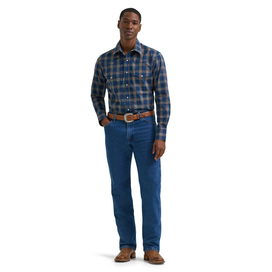 Men's Wrinkle Resist Long Sleeve Western Snap Plaid Shirt - 112385340