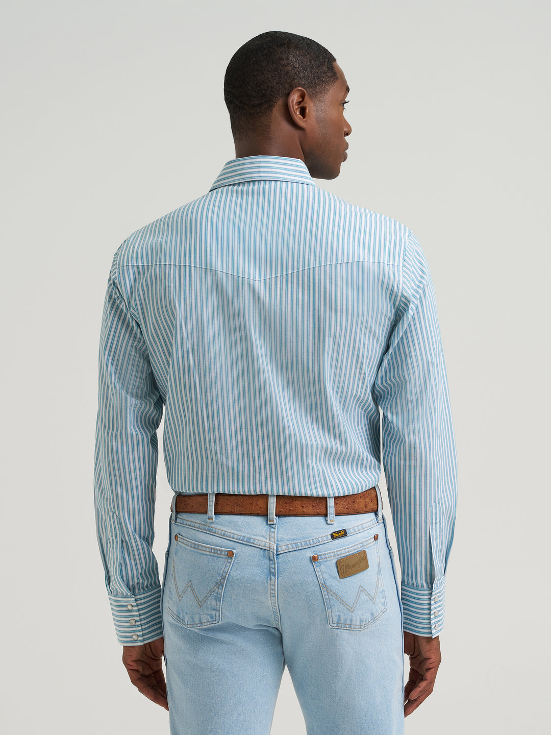 Men's Wrangler Wrinkle Resist Long Sleeve Western Snap Stripe Shirt - 112385343