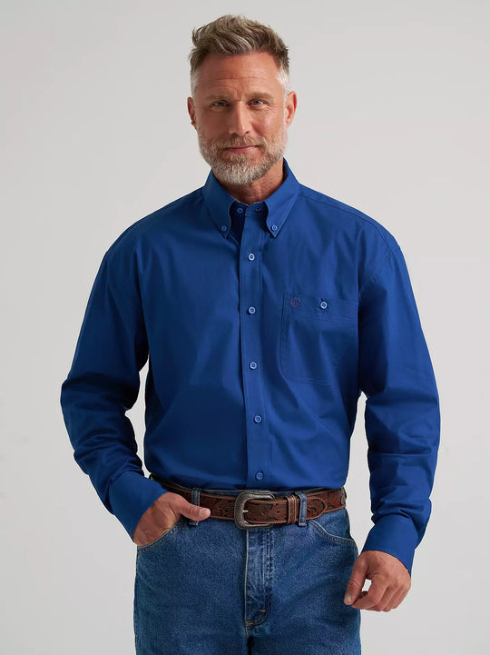 Men's Wrangler George Strait™ Solid One Pocket Button Down Shirt - 112385360