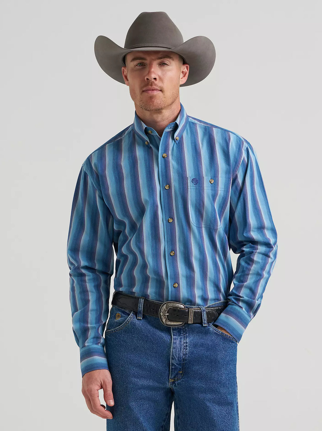 Men's Wrangler George Strait™ Long Sleeve Button Down One Pocket Shirt - 112385362