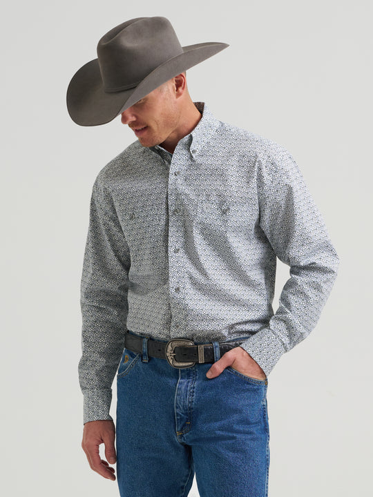 Men's Wrangler George Strait Long Sleeve Button Down Two Pocket Shirt - 112385368