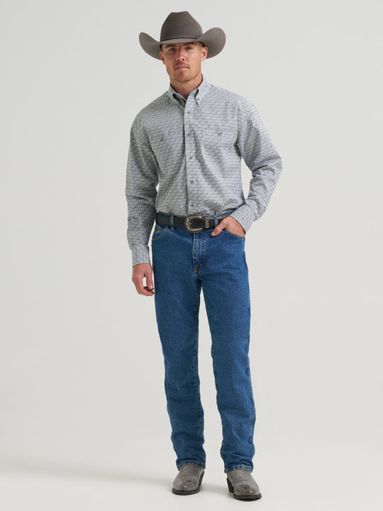 Men's Wrangler George Strait Long Sleeve Button Down Two Pocket Shirt - 112385368