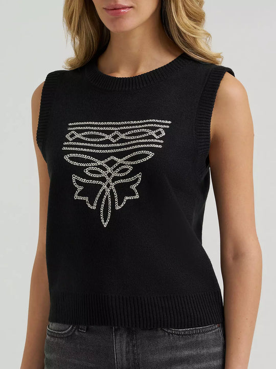 Ladies Wrangler Western Stitch Sweater Vest - 112385440