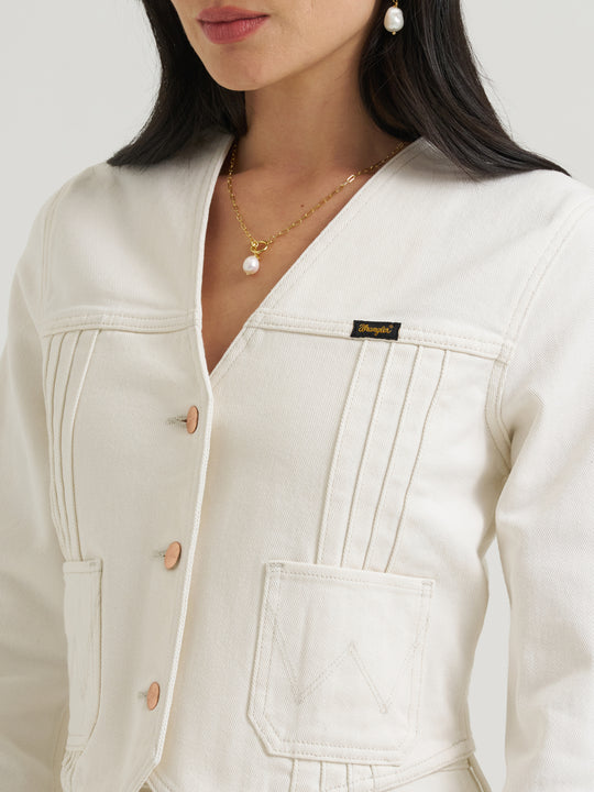 Ladies Lainey Wilson X Wrangler Pleated Tour Denim Top- 112385568