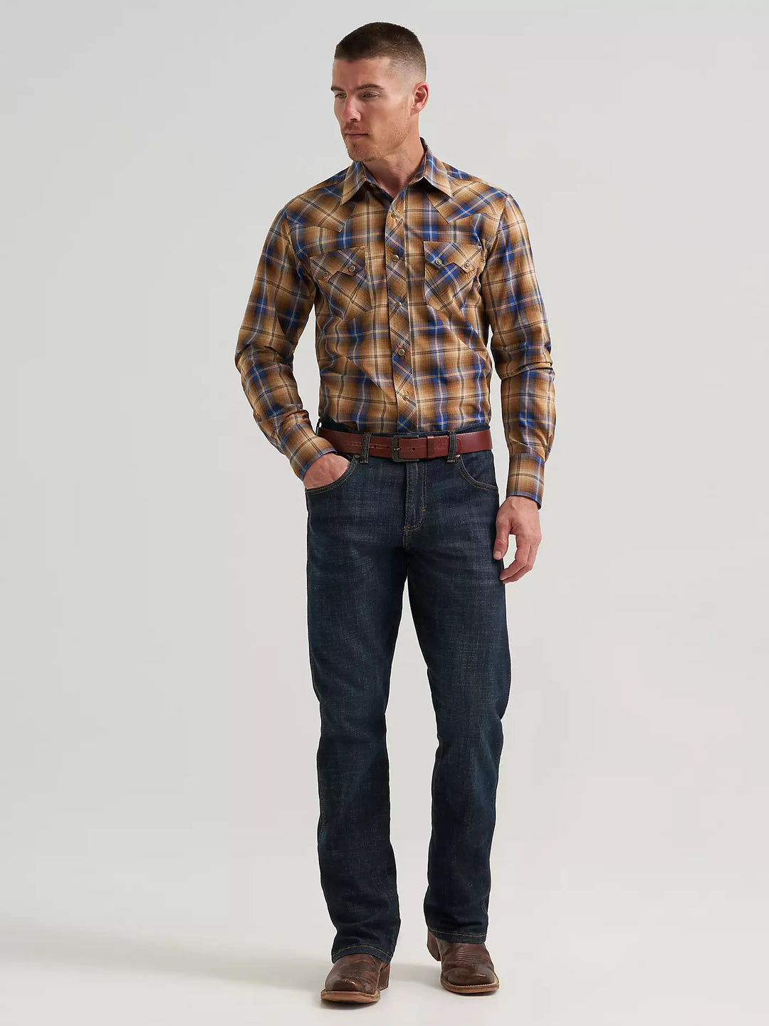 Men's Wrangler Retro® Long Sleeve Sawtooth Snap Pocket Western Shirt - 112385596