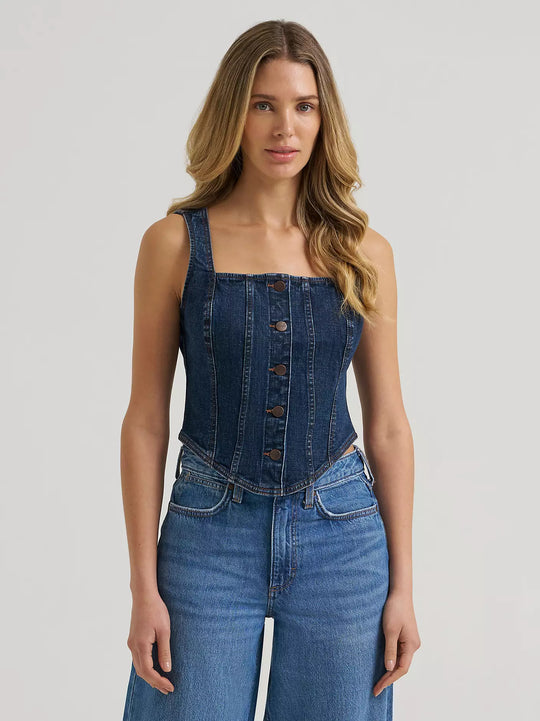Ladies Wrangler Bustier Denim Vest - 112385709