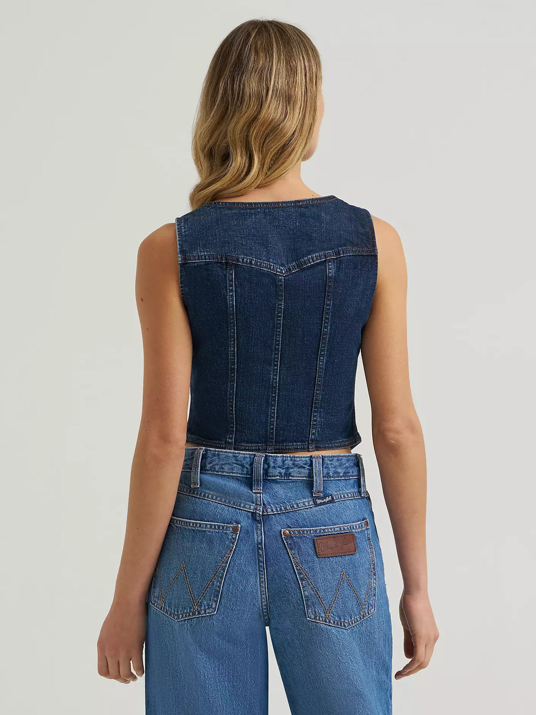 Ladies Wrangler Bustier Denim Vest - 112385709