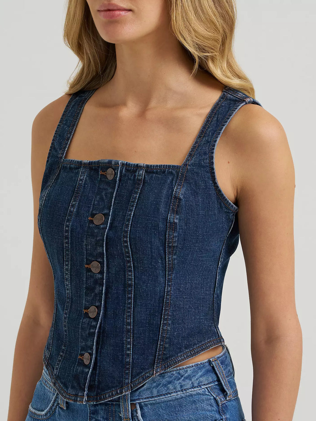 Ladies Wrangler Bustier Denim Vest - 112385709