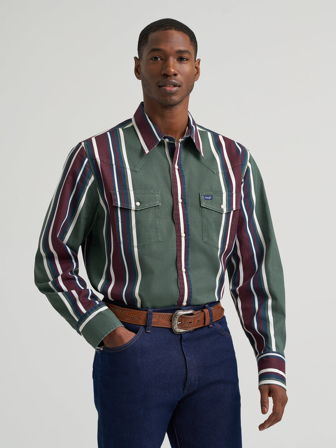 Men's Wrangler Vintage-Inspired Brushpopper Western Snap Workshirt - 112385788