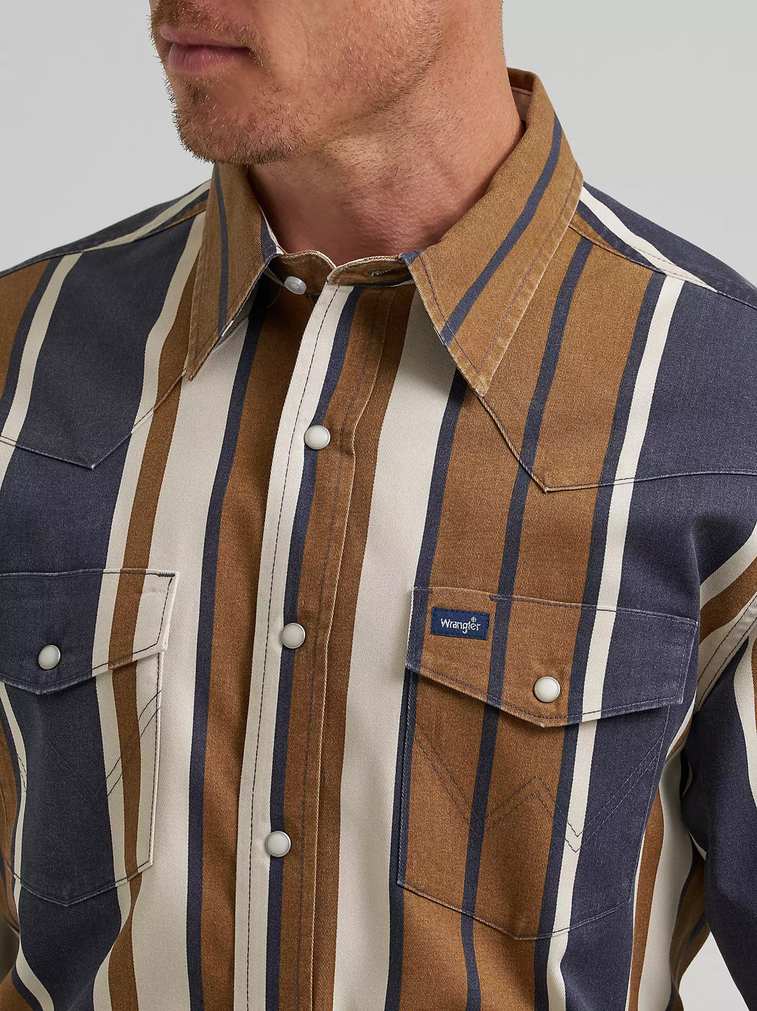Men's Wrangler Vintage-Inspired Brushpopper Western Snap Workshirt - 112385789
