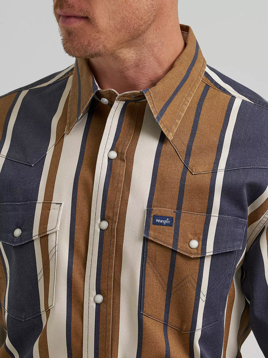 Men's Wrangler Vintage-Inspired Brushpopper Western Snap Workshirt - 112385789
