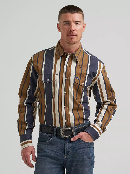 Men's Wrangler Vintage-Inspired Brushpopper Western Snap Workshirt - 112385789