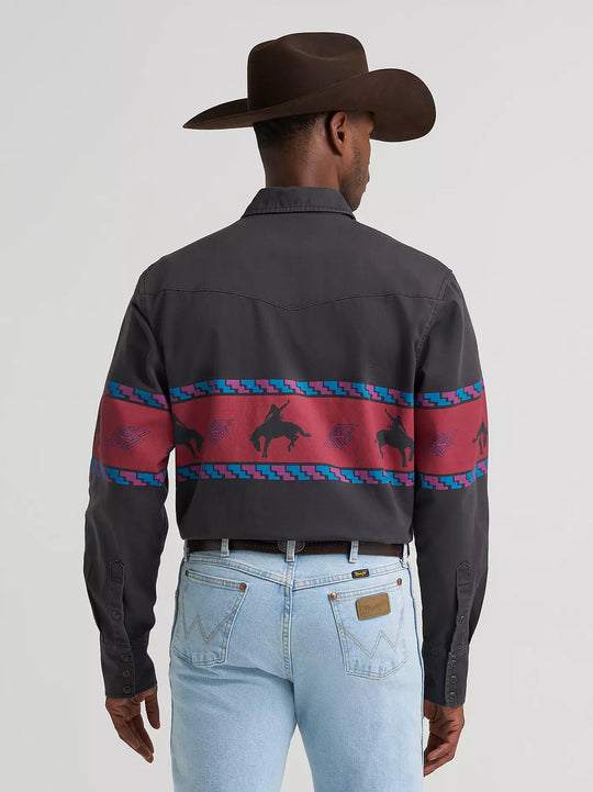 Men's Wrangler Vintage-Inspired Horizon Stripe Western Snap Shirt - 112385790