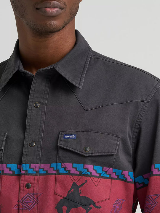 Men's Wrangler Vintage-Inspired Horizon Stripe Western Snap Shirt - 112385790