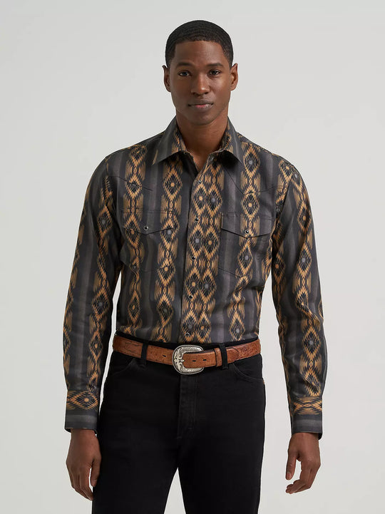 Men's Wrangler Checotah® Long Sleeve Western Snap Printed Shirt - 112385791