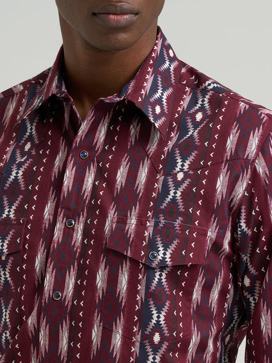 Men's Wrangler Checotah® Long Sleeve Western Snap Printed Shirt - 112385794