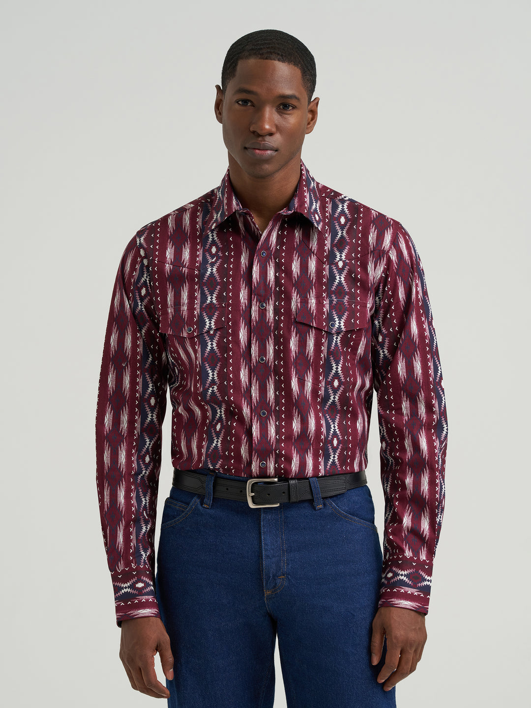 Men's Wrangler Checotah® Long Sleeve Western Snap Printed Shirt - 112385794