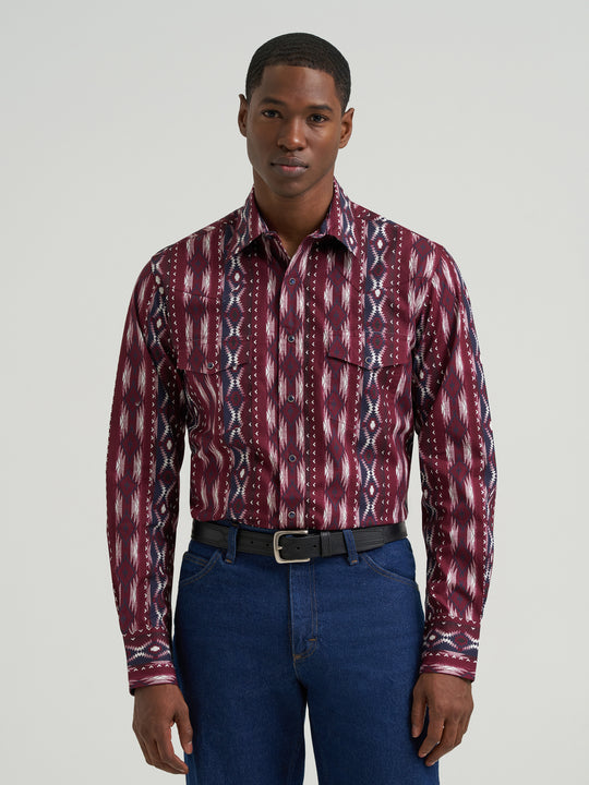 Men's Wrangler Checotah® Long Sleeve Western Snap Printed Shirt - 112385794