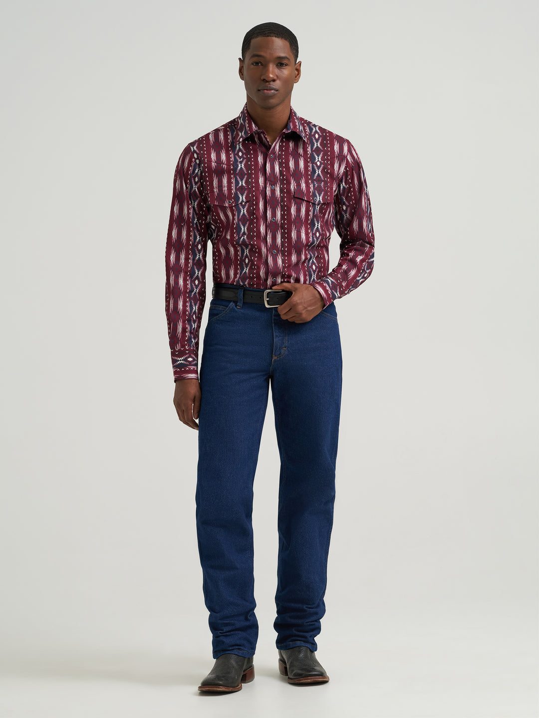 Men's Wrangler Checotah® Long Sleeve Western Snap Printed Shirt - 112385794