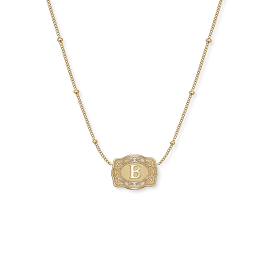 SpurWest Ultra Mini Gold Belt Buckle Necklace (Initial)