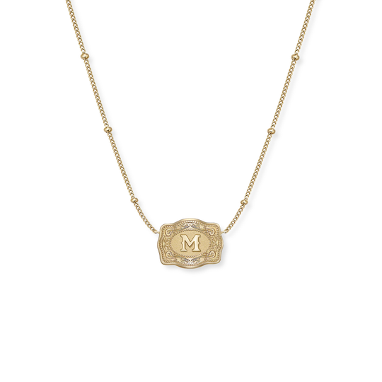 SpurWest Ultra Mini Gold Belt Buckle Necklace (Initial)