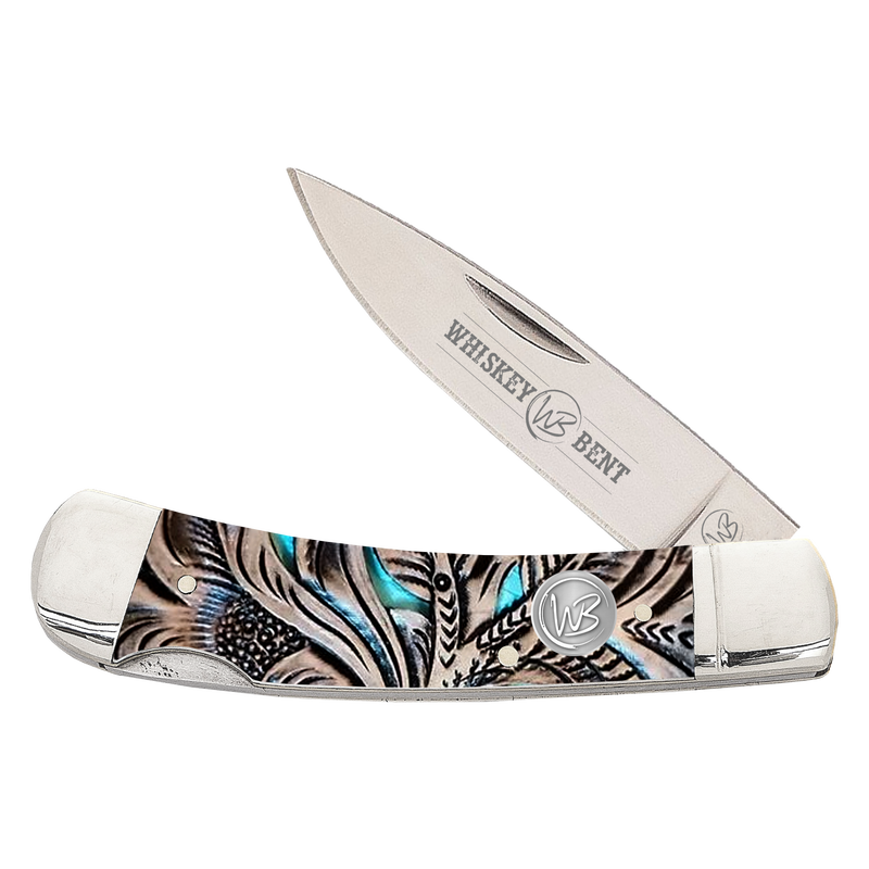 Whiskey Ranch Floral Turquoise Lock Knife - WB13-05