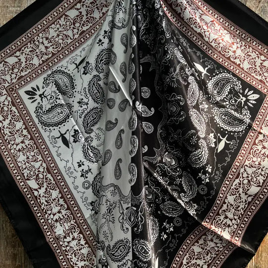 Rodeo Drive Two Tone Black Paisley Wild Rag / Scarf - WR2559