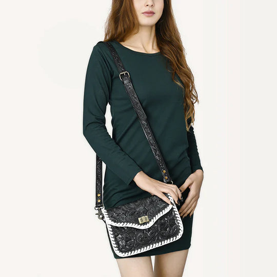 American Darling Small Cross Body Bag Hand-Tooled Floral - ADBG1475A