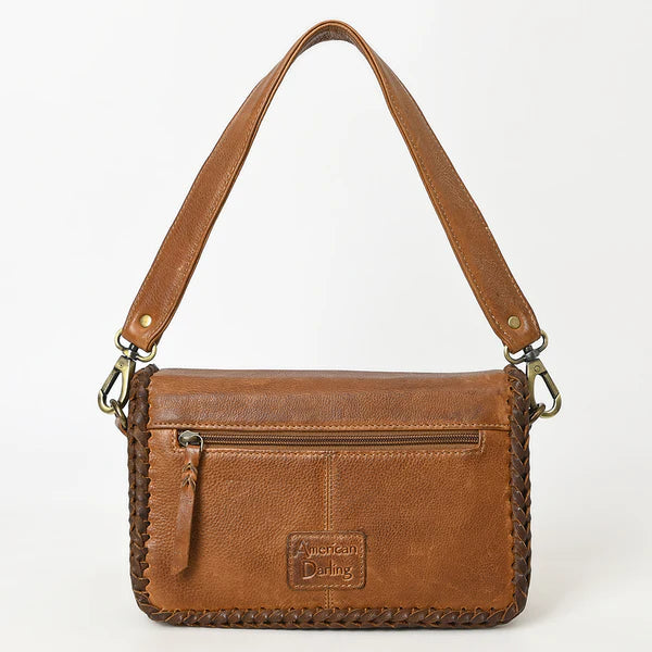 American Darling Mini Leather Shoulder Bag with Braided Trim - ADBGM405B