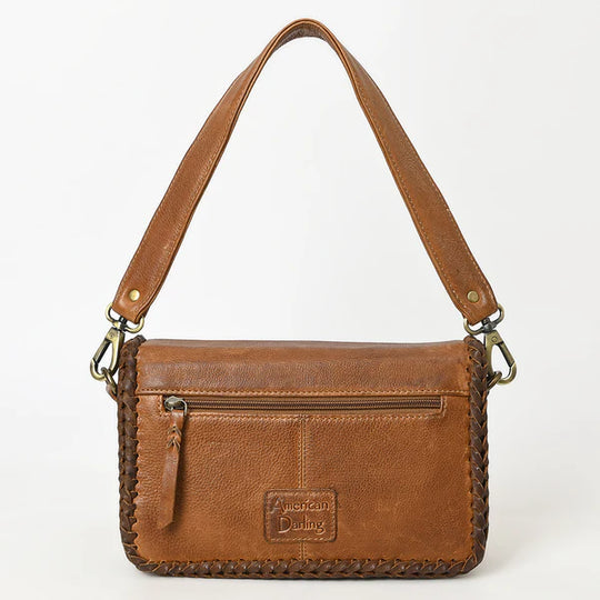 American Darling Mini Leather Shoulder Bag with Braided Trim - ADBGM405B