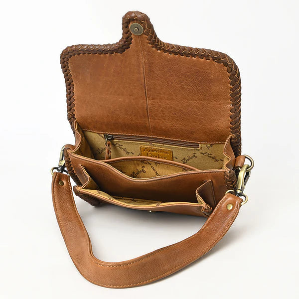 American Darling Mini Leather Shoulder Bag with Braided Trim - ADBGM405B