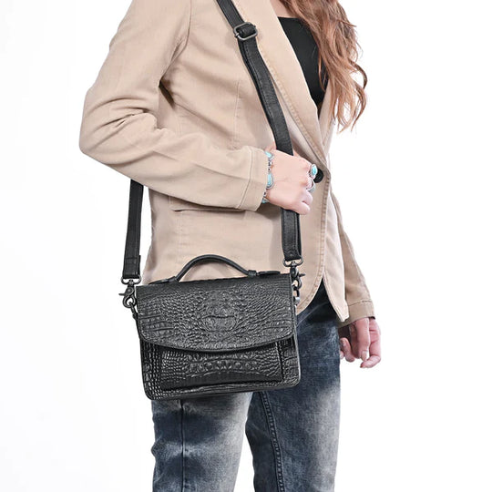 American Darling Western Small Crossbody Bag in Crocodile Embossed Full Grain Leather - ADBG1735