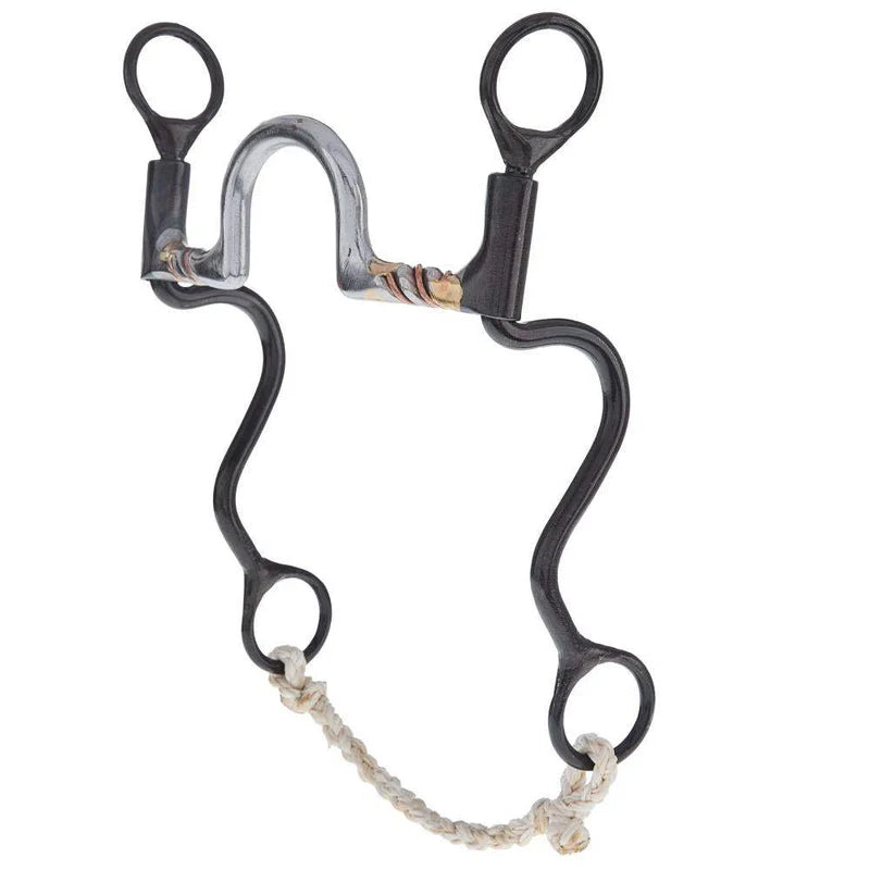 Dutton Bits Tall Wide Solid Mouthpiece with Copper Wire Twisted Long Cavalry Shank Bit  07-D3