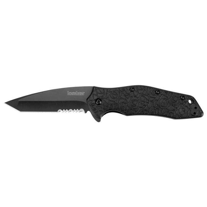 Kershaw Kuro Tanto Black Serrated Knife - 1835TBLKST