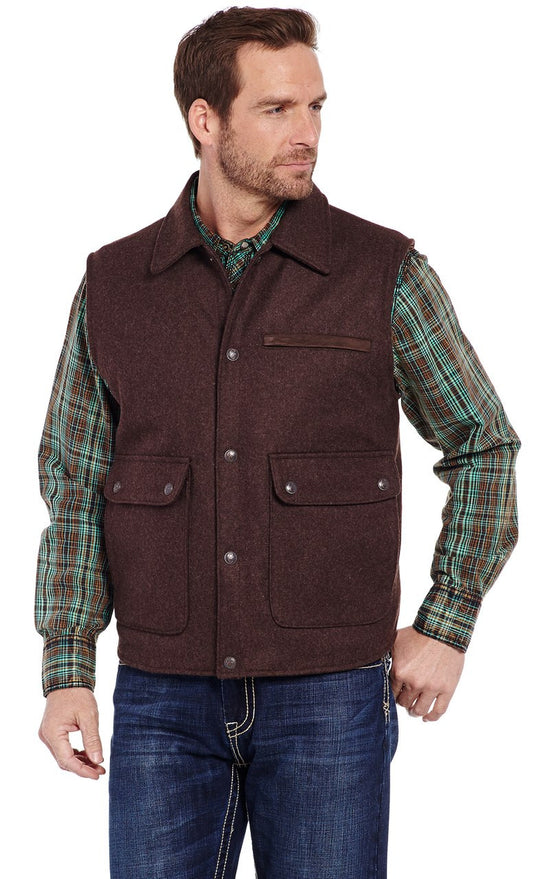 Men's Cripple Creek Wool Melton Heather Chocolate Vest - CR38566
