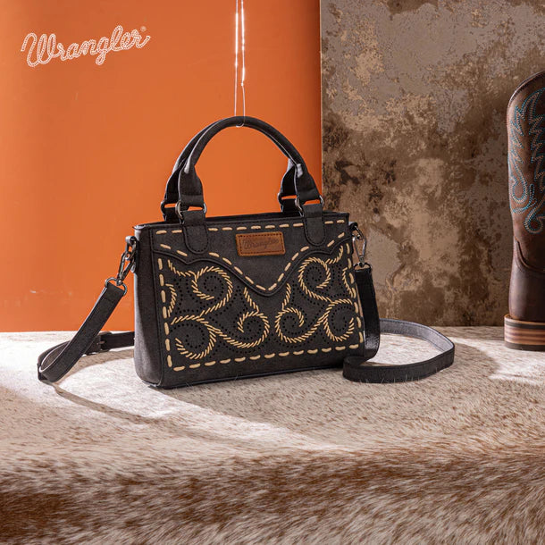 Wrangler Embroidered Swirl Mini Black Satchel/ Crossbody - WG337-2003BK