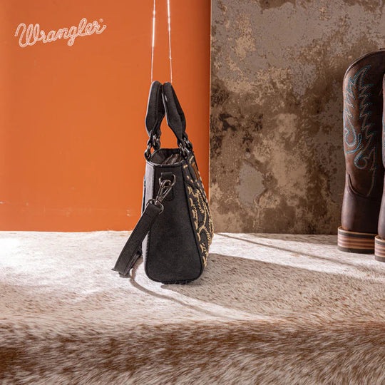 Wrangler Embroidered Swirl Mini Black Satchel/ Crossbody - WG337-2003BK