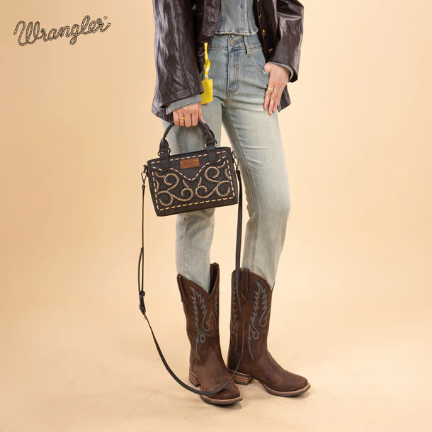 Wrangler Embroidered Swirl Mini Black Satchel/ Crossbody - WG337-2003BK