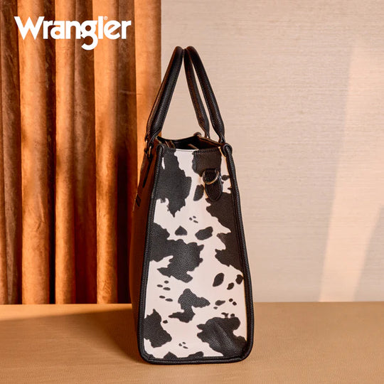 Wrangler Carry-All Large Black Cow Print Work Tote/Crossbody - WG389-8119