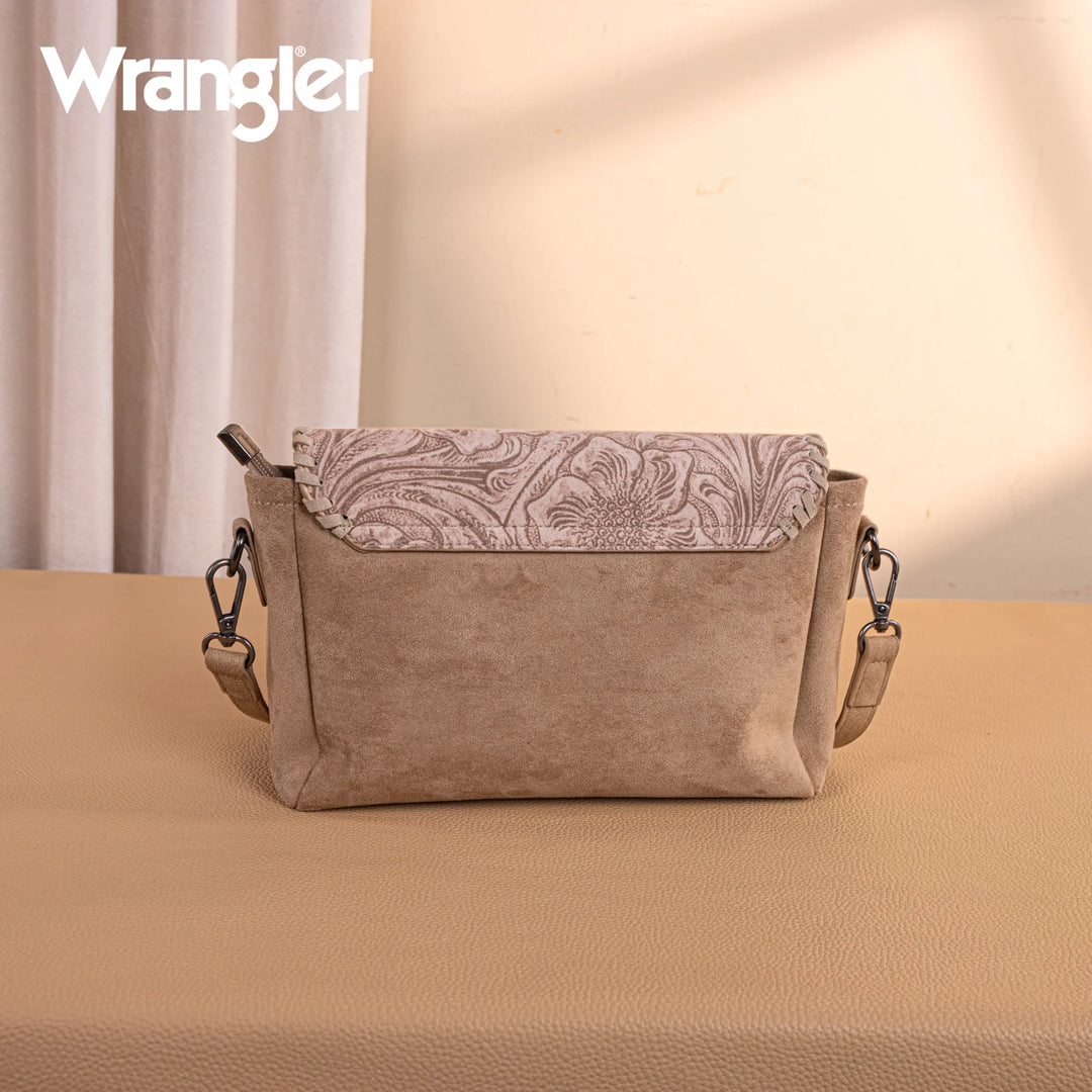Wrangler Vintage Floral Printed Crossbody Bag with Small Pouch- Khaki - WG277-236KH