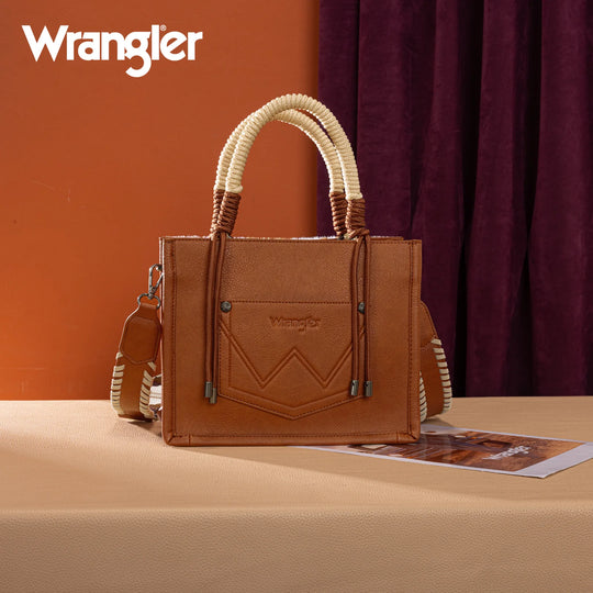 Wrangler Brown Cow Print Tote/Crossbody - WG386-8120SBR