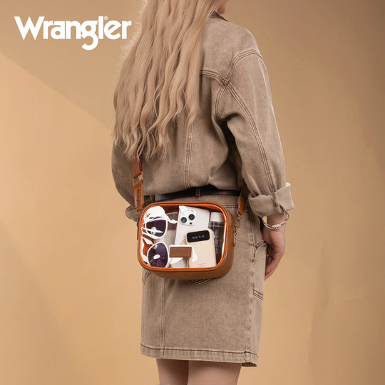 Wrangler Clear/Brown Crossbody Bag/Stadium Bag - WG229-603BR