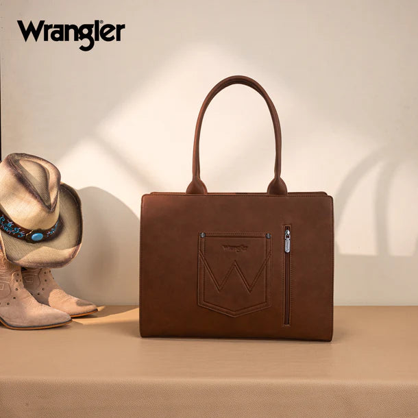 Wrangler Horseshoe Cutout Carry-All Large Tote Bag - WG292-8110BR