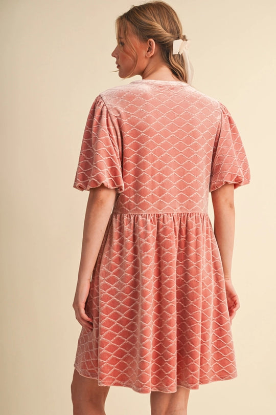 Ladies &Merci Quilted Velvet Button Down Mini Dress - MDR5355