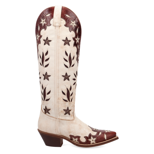 Women's White 17" Laredo Boot with Floral Flourish Inlay Western Snip Toe Boot - 20103